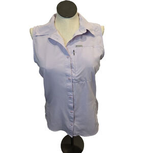 Columbia Tamiami Collar Neck Sleeveless Shirt Size L Lavender